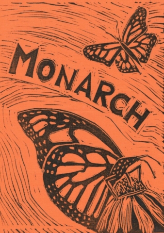 Monarch linocut (Endangered Species Flags) Monarch linocut (Endangered Species Flags)