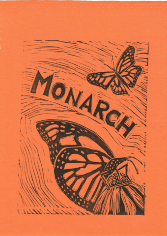 Monarch linocut (Endangered Species Flags) Monarch linocut (Endangered Species Flags)